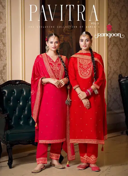 Pavitra Vol 3 By Rangoon Silk Designer Kurti With Bottom Dupatta Wholsalers In Surat